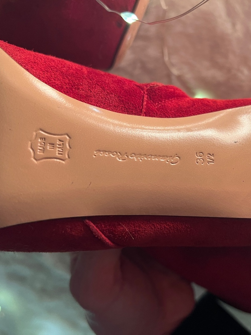 GIANVITO ROSSI BOOTS SUEDE RED 36.5 36 1/2 USED BURGUNDY heel suede calfskin